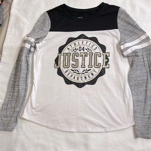 Justice Size 14 Long Sleeve tshirt with metallic logo